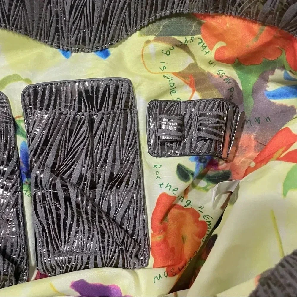 Carlos Falchi Fatto A Mano Tote Bag Metallic Silver Zebra Pouch Incuded